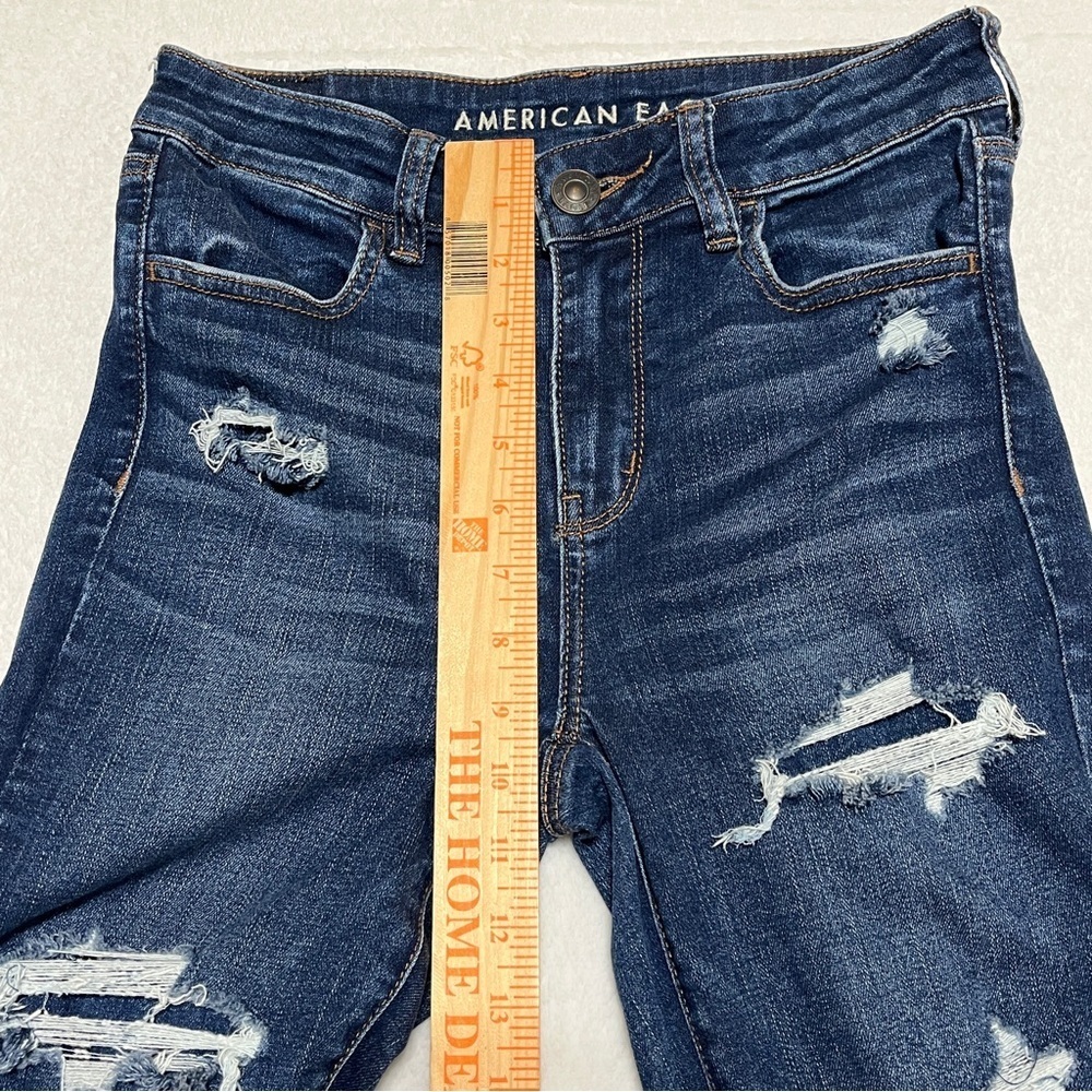 American Eagle Next Level Stretch Hi-Rise Jeggings Distressed Blue 4S - Picture 14 of 15